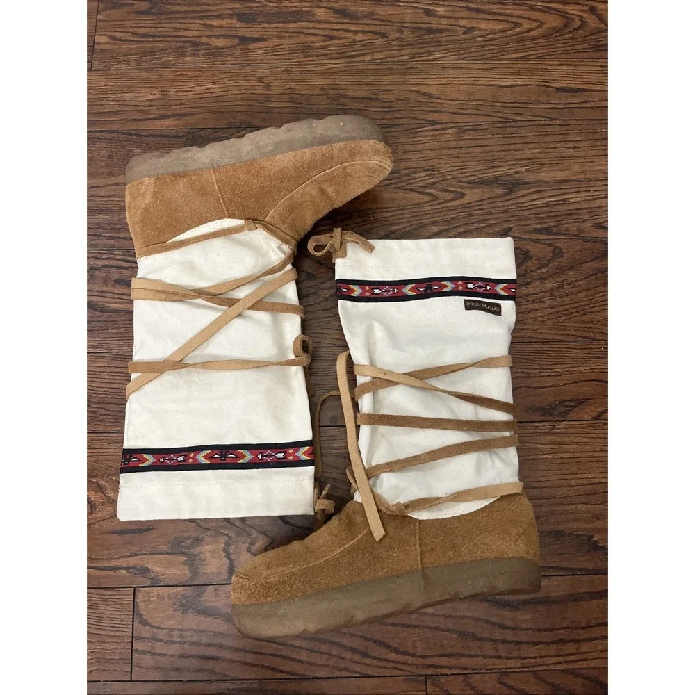 Steger Mukluks Arctic Ribbon Maple Leather Women's 11 Wide Winter Boots